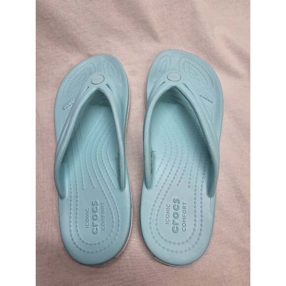 Crocs crocband thong sandals iconic comfort flip flops women’s size 7 Turquoise - Picture 4 of 6